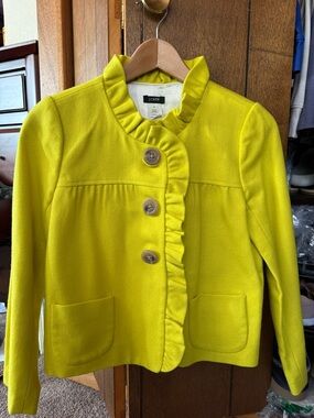 J. Crew Women’s Bright Yellow Ruffle-Trim Jacket